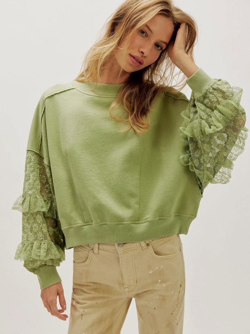 Free people Gaia lace sweatshirt